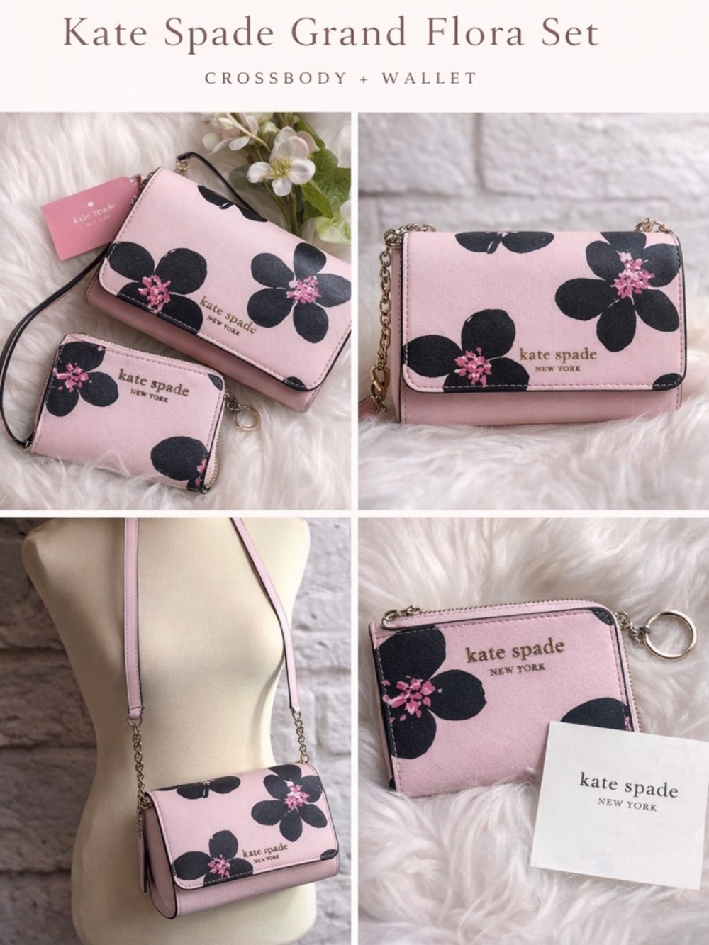 Kate Spade Cameron Grand Flora Crossbody + Matching Wallet Set Feminine